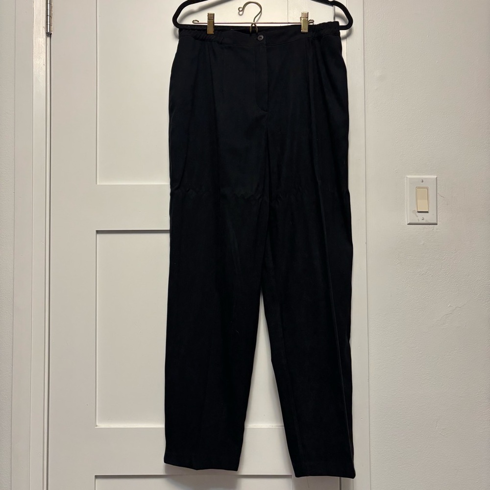 Hiroko Black Faux Suede Straight Leg Trousers